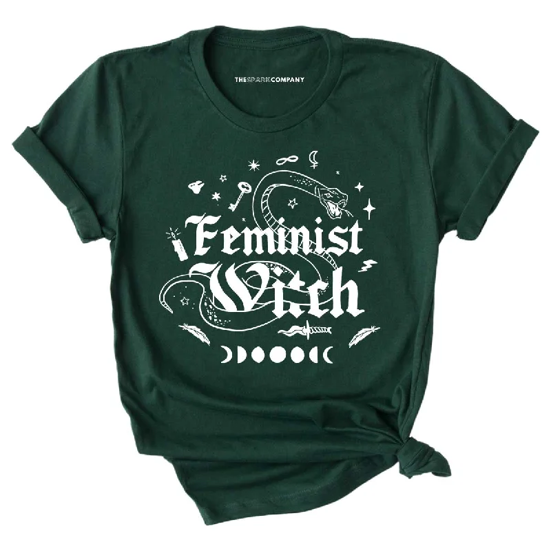 Feminist Witch Halloween Feminist T-Shirt Solid Print Embellished