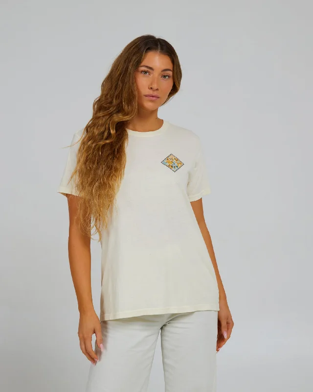 Floral Tippet Boyfriend S/S Tee - Off White Knit Fabric Woven Fabric Fleece Fabric