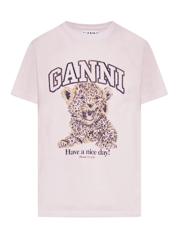 WHITE BASIC JERSEY LEOPARD RELAXED T-SHIRT Modern Contemporary Chic