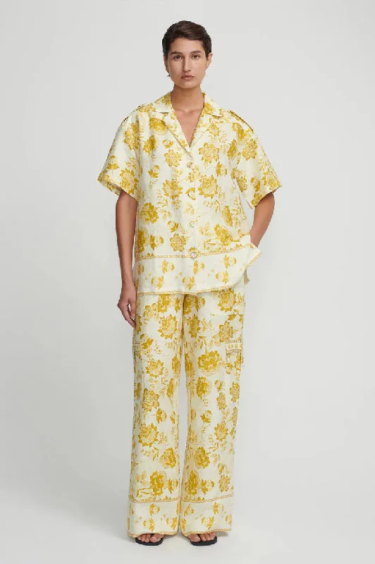 Hansen & Gretel Esme Shirt - Gold Nectar Nylon Fabric Polyester Fabric Spandex Fabric