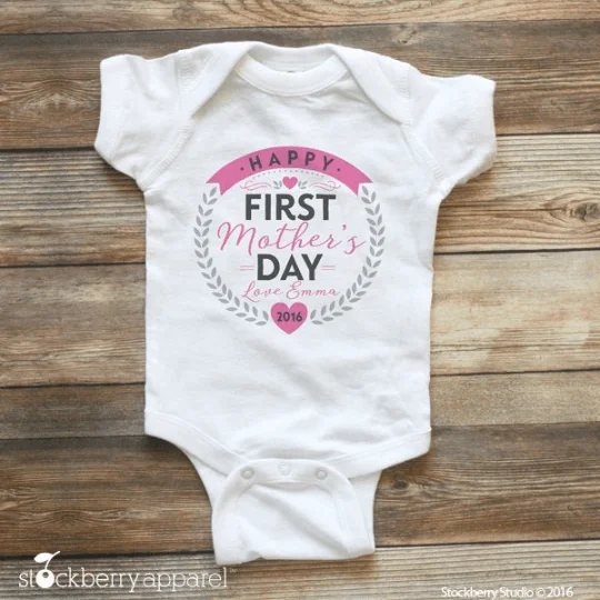 Happy First Mothers Day Shirt Houndstooth Herringbone Solid