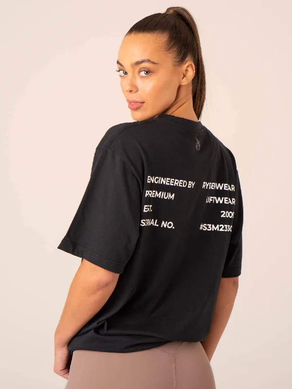 Industry Oversized T-Shirt - Black Rayon Velvet Corduroy