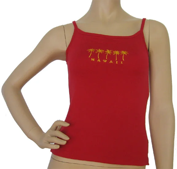 K9-SP591EP (Red Embroidery Palmtree), 100% Knit Cotton Single strap Tank Top lemon yellow tank K9-SP591EP (Red Embroidery Palmtree), 100% Knit Cotton Single strap Tank Top lemon yellow tank