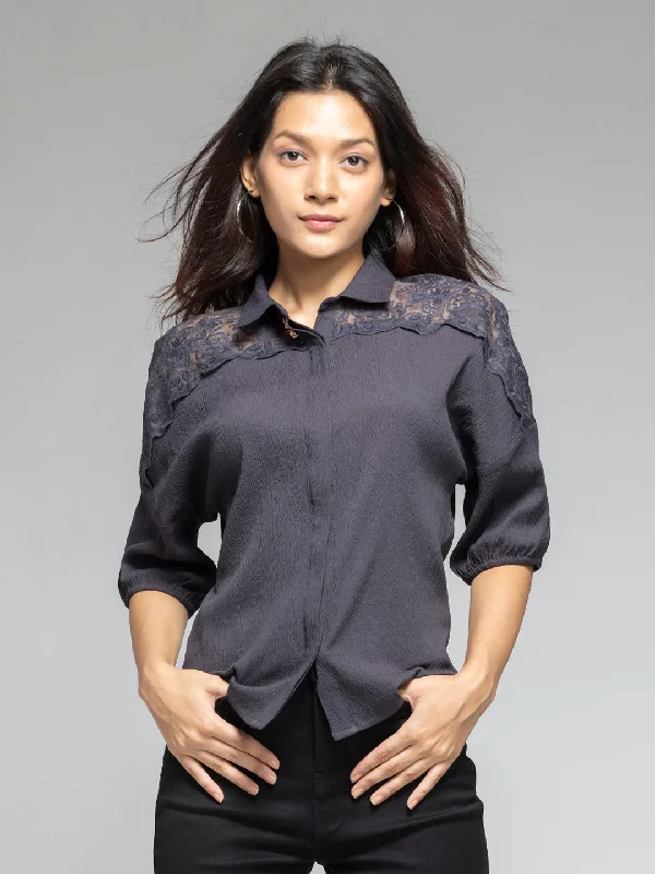 Kimmie Shirt Silk Blend Satin Velvet