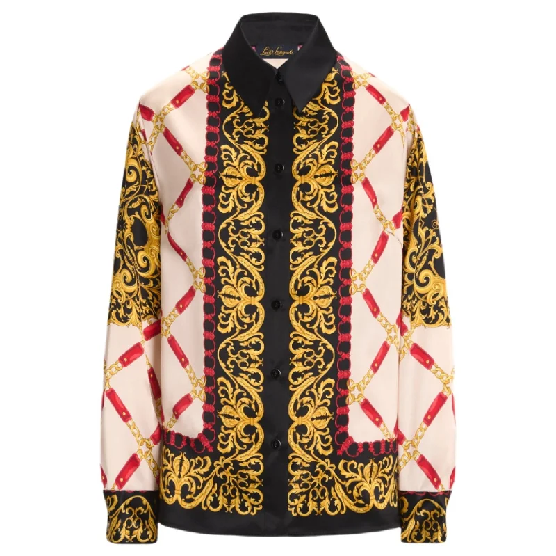 Luisa Spagnoli LARISSA Ladies Pure Silk Shirt Print Jacquard Patchwork