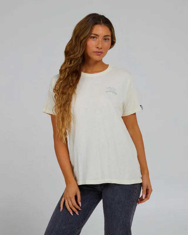 Love Bite Boyfriend S/S Tee - Off White Satin Blend Silk Blend Wool Blend