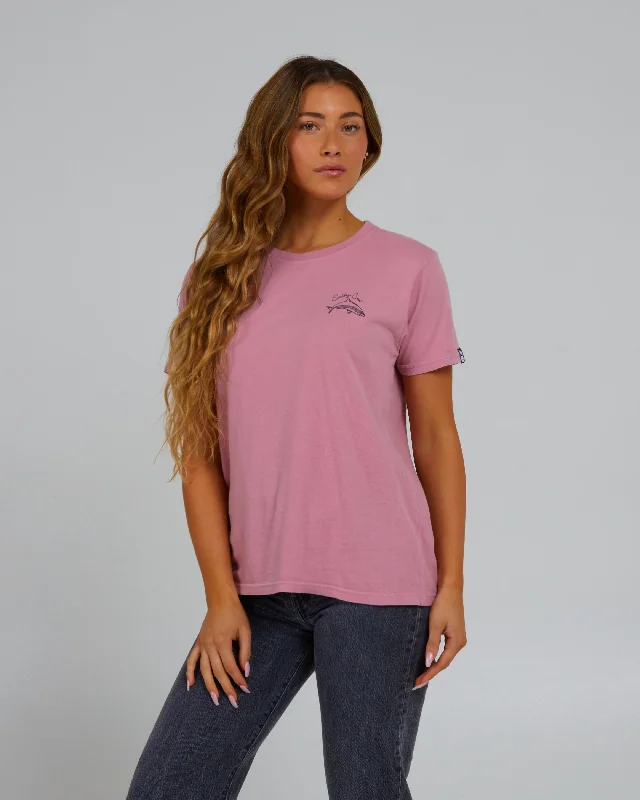 Love Bite Boyfriend S/S Tee - Warm Liliac Basic T-Shirt Crew Neck Short Sleeve