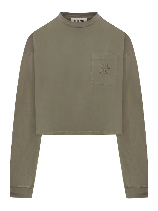 LONG SLEEVE CROP T-SHIRT Elasticated Padded Insulated