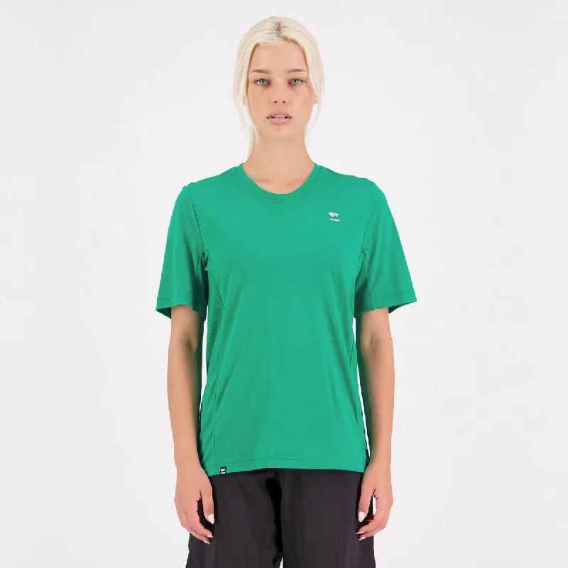 Mons Royale (Sample) - Women's Tarn Merino Shift Tee - Pop Green Faux Fur Fabric Real Fur Fabric Shearling Fabric