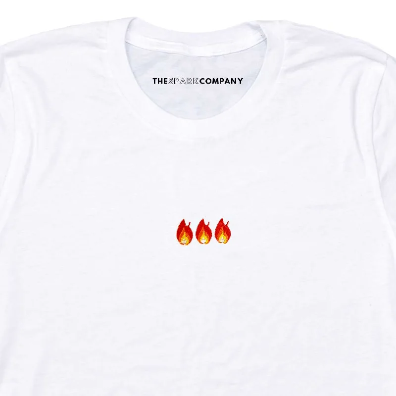 On Fire Embroidered Feminist T-Shirt Chenille Brocade Lace