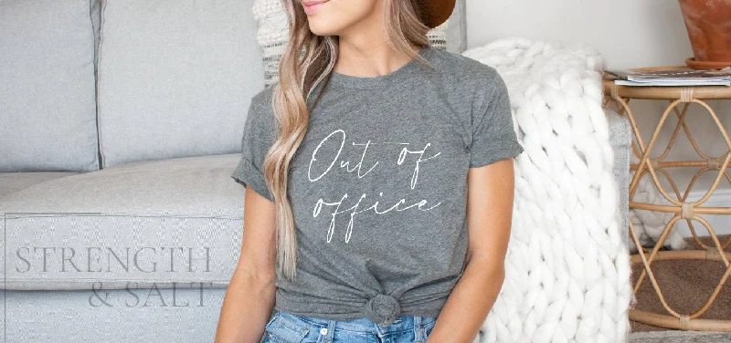 Out of Office Unisex Tee Denim Fabric Leather Fabric Suede Fabric