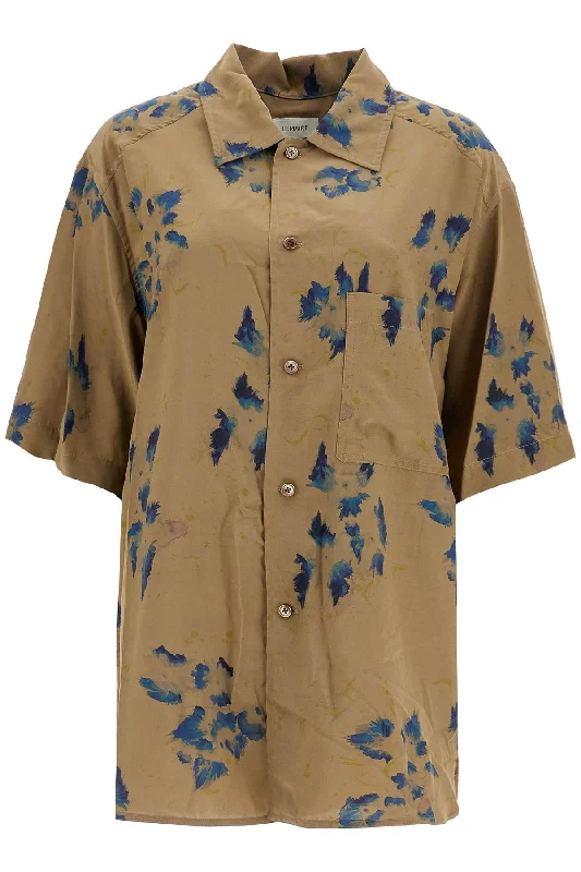 oversized floral shirt SH1101 LF1262 KHAKI INK Elegant Classic Vintage