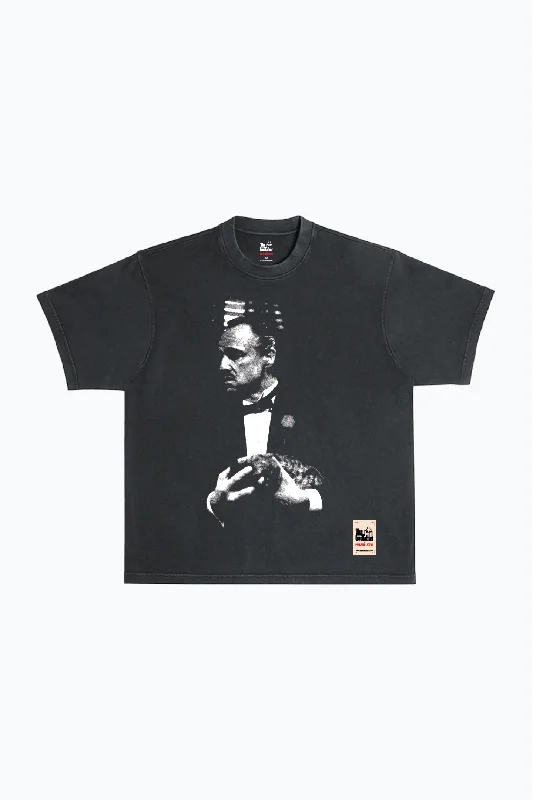 P/C x The Godfather Loyalty Garment Dyed Heavyweight T-Shirt - Black Casual Formal Business