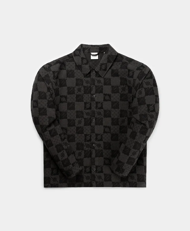 Phantom Black Membuti Chess Shirt Zippered Front Buttoned Front Snap Front