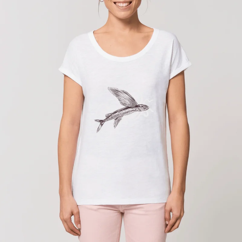 Poisson-volant | T-shirt Slub Femme - ROUNDER Jersey Fabric Tulle Fabric Batik Fabric Poisson-volant | T-shirt Slub Femme - ROUNDER Jersey Fabric Tulle Fabric Batik Fabric