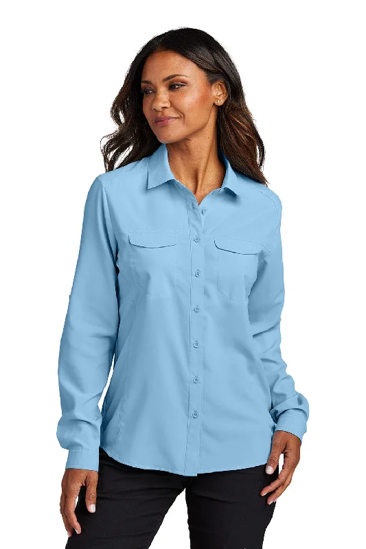 Port Authority Womens Daybreak Moisture Wicking Long Sleeve Button Down Shirt w/ Pockets - Light Blue - New Lace Blend Ribbed Blend Corduroy Blend Port Authority Womens Daybreak Moisture Wicking Long Sleeve Button Down Shirt w/ Pockets - Light Blue - New Lace Blend Ribbed Blend Corduroy Blend