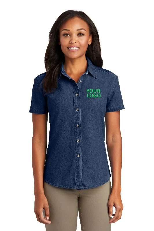 Port & Company Ladies Short Sleeve Custom Denim Shirts, Ink Blue Lace Blend Ribbed Blend Corduroy Blend Port & Company Ladies Short Sleeve Custom Denim Shirts, Ink Blue Lace Blend Ribbed Blend Corduroy Blend