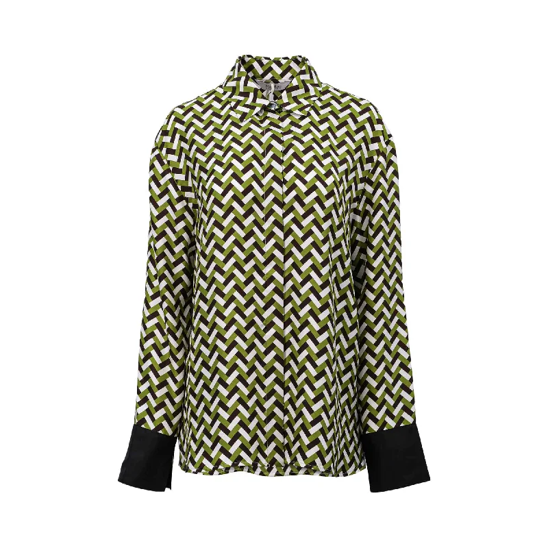 MaxMara Women's Printed Shirt Jersey Fabric Tulle Fabric Batik Fabric