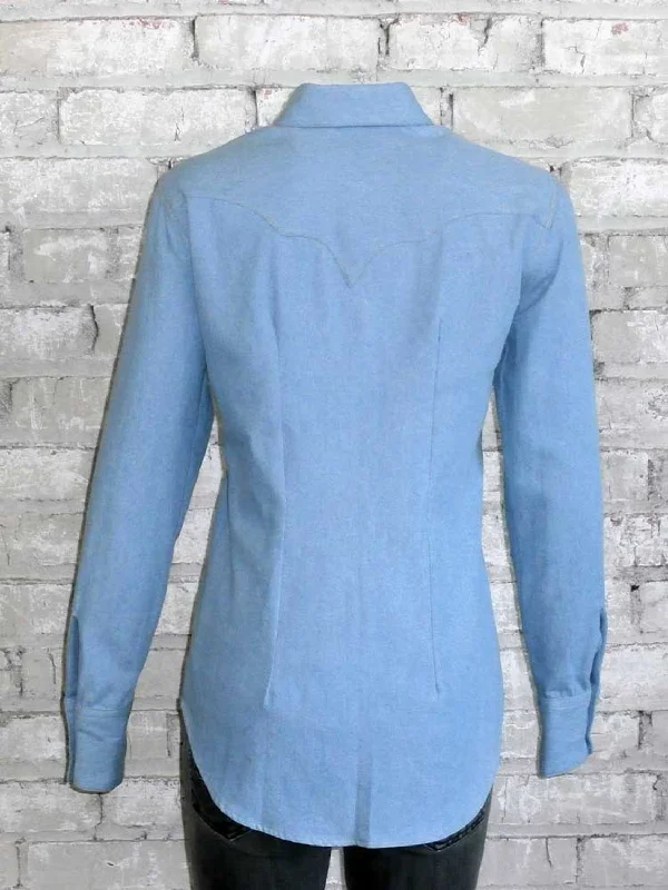 Rockmount Womens Denim 100% Cotton Stonewash Sawtooth Western L/S Shirt Denim Fabric Leather Fabric Suede Fabric