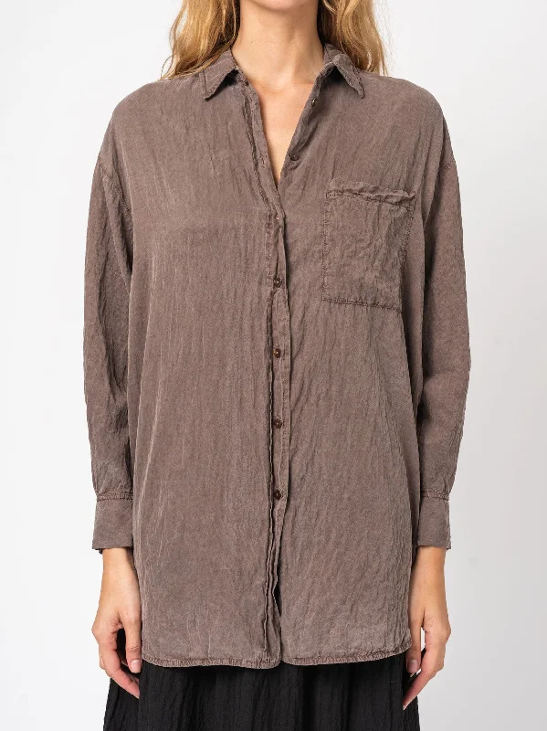 Silk Blend Overshirt with Pocket Polka Dot Checkered Tartan