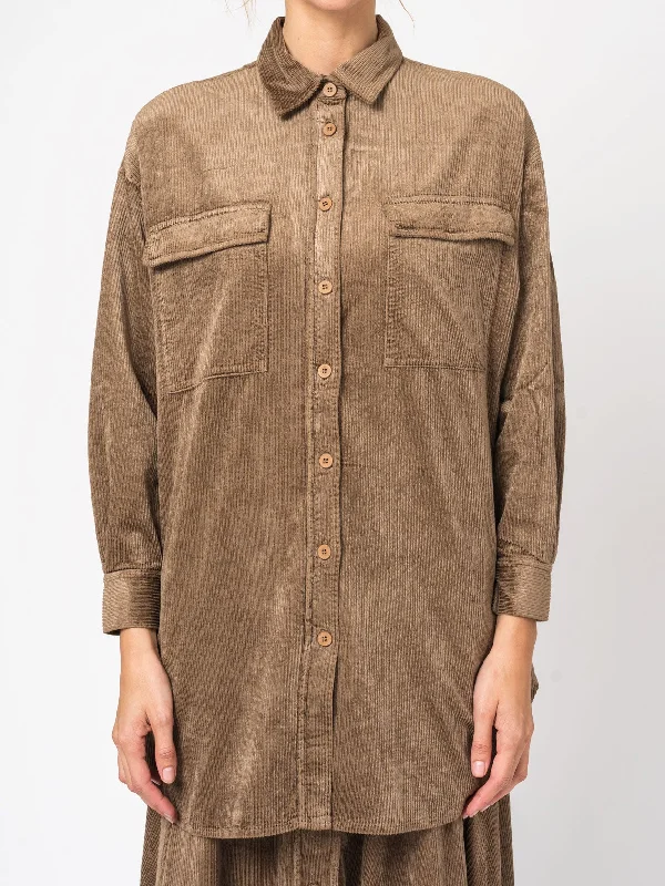 Corduroy long shirt Polka Dot Checkered Tartan