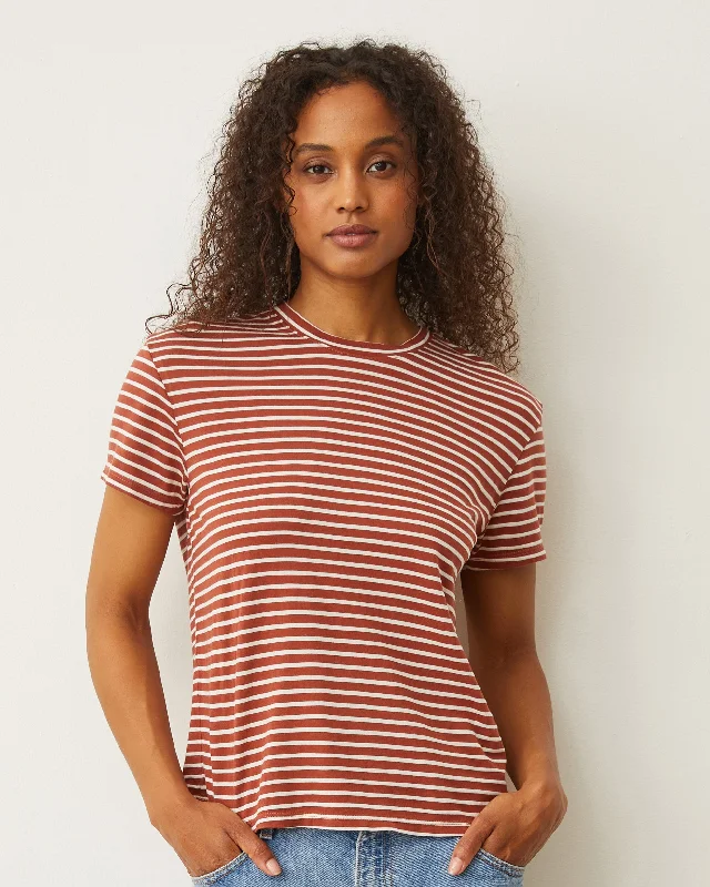 Stripe Basic Crew Neck Tee Collared Crew Neck Turtle Neck