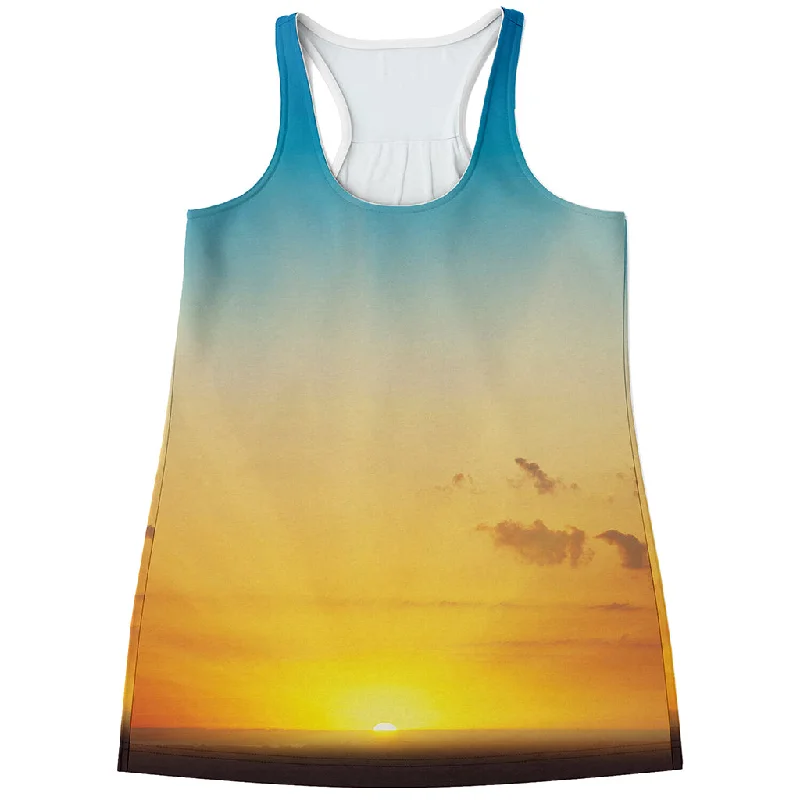 Sunrise Horizon Print Women's Racerback Tank Top silver tank top