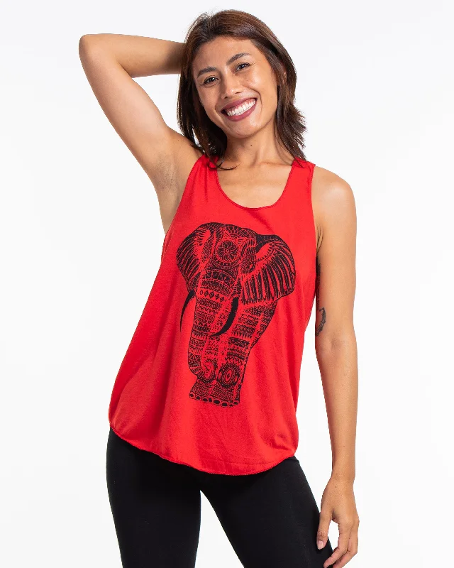 Womens Regal Elephant Tank Top in Red strapless tank top