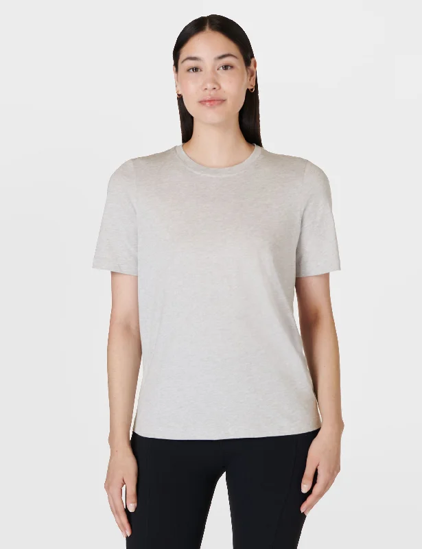 Essential Crew Neck T-Shirt - Light Grey Marl Rayon Fabric Velvet Fabric Corduroy Fabric Essential Crew Neck T-Shirt - Light Grey Marl Rayon Fabric Velvet Fabric Corduroy Fabric