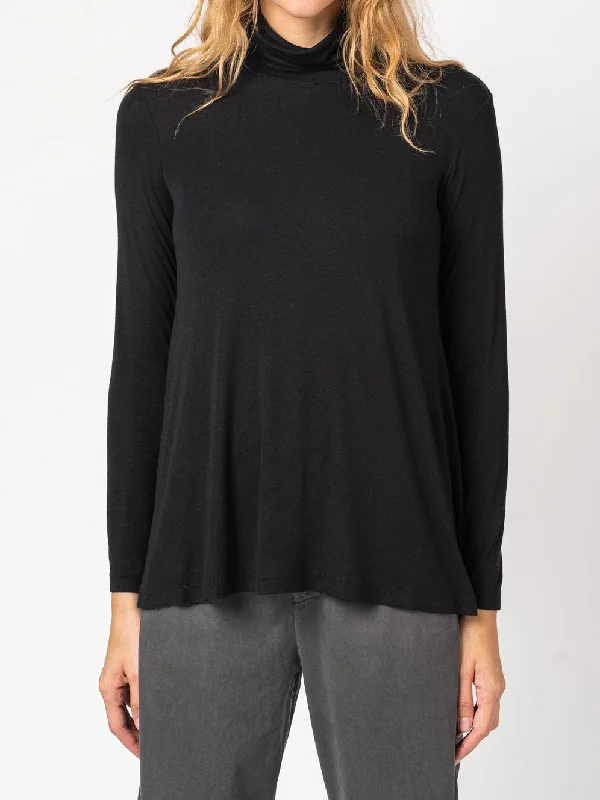 Flared Turtleneck Shirt Embroidered Appliqued Beaded