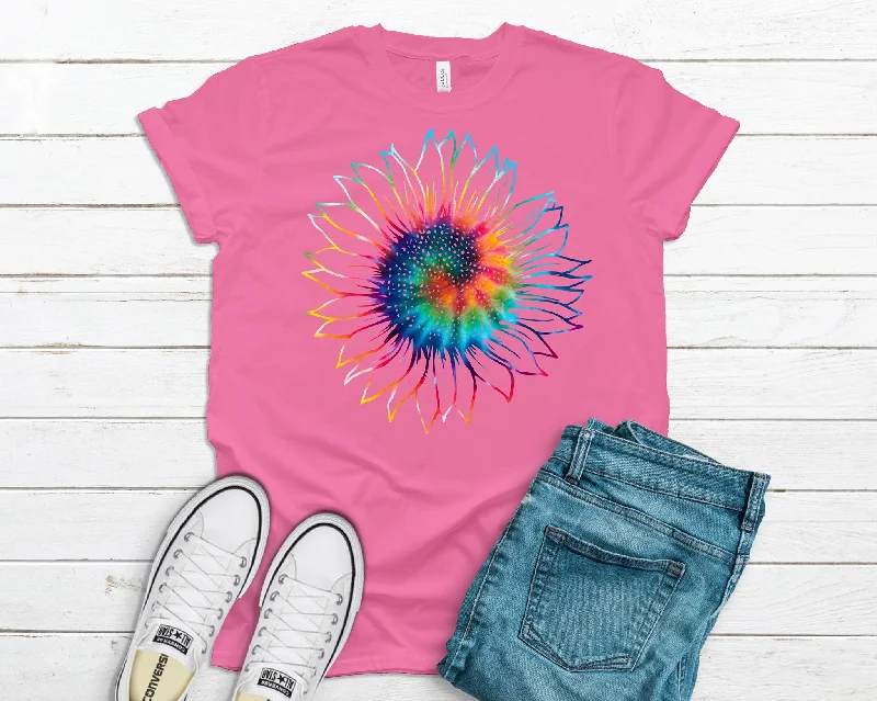 Tie Dye Sunflower TShirt-Adult Sizes Chenille Blend Fleece Blend Nylon Blend
