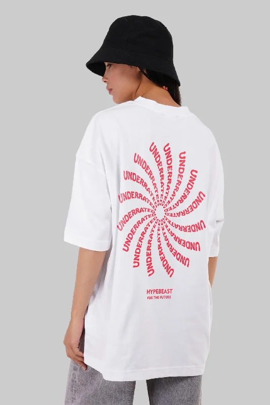 Underrated Hypebeast White Baggy Fit T-Shirt Women Casual Formal Business