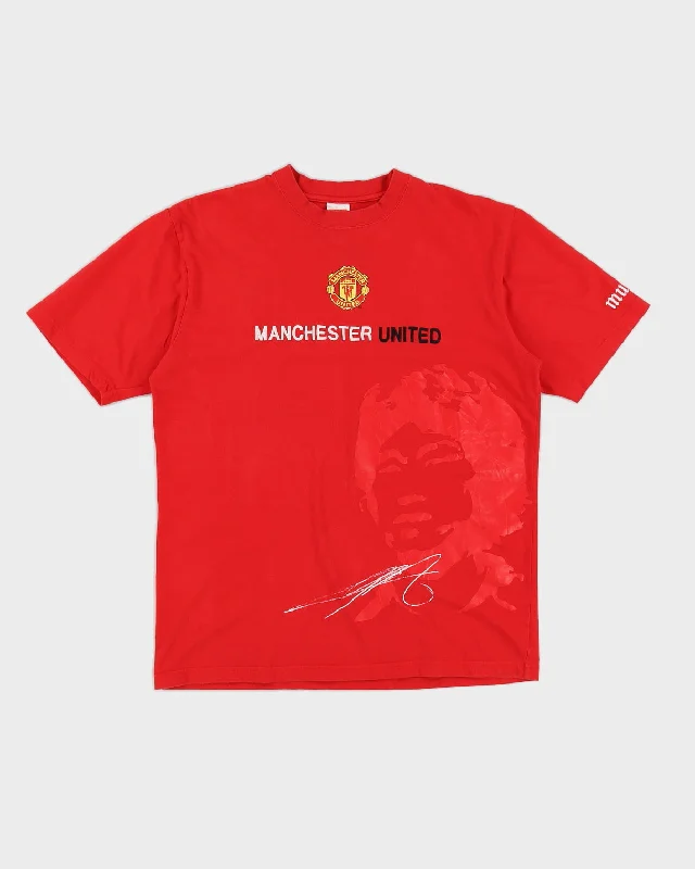 Vintage 00s Manchester United x JS Park #13 T-Shirt - L Mesh Blend Leather Blend Suede Blend Vintage 00s Manchester United x JS Park #13 T-Shirt - L Mesh Blend Leather Blend Suede Blend