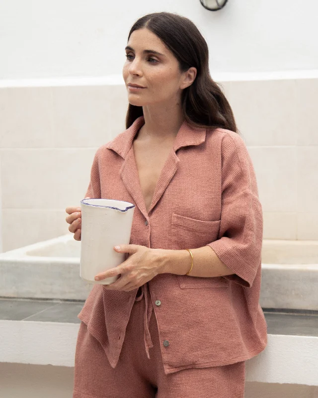 Waffle shirt CHARTRES in Burnt sienna Modern Contemporary Chic