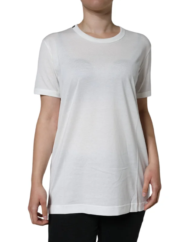 White Cotton Crew Neck Short Sleeve T-shirt Front Pockets Side Pockets Patch Pockets White Cotton Crew Neck Short Sleeve T-shirt Front Pockets Side Pockets Patch Pockets