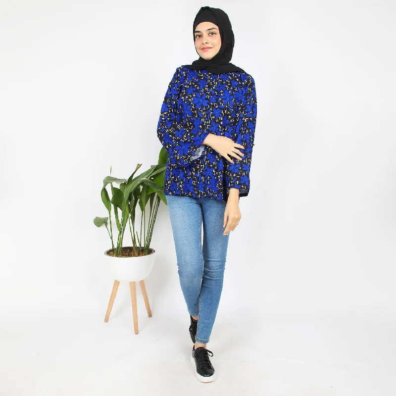 Women's Full Sleeves Casual Shirt - Blue Hooded Caped Shawl Collar