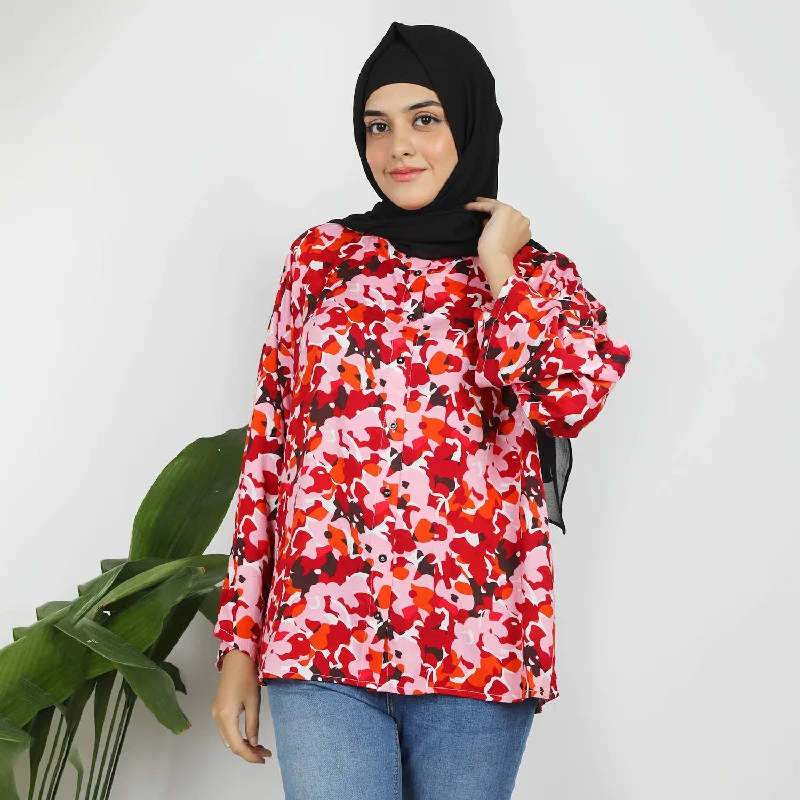Women's Full Sleeves Casual Shirt - Pink Sequined Glittery Shiny