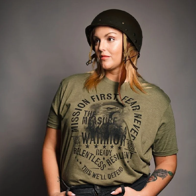 Women's Mission First Boyfriend Fit T-Shirt - Military Green Basic T-Shirt Crew Neck Short Sleeve Women's Mission First Boyfriend Fit T-Shirt - Military Green Basic T-Shirt Crew Neck Short Sleeve