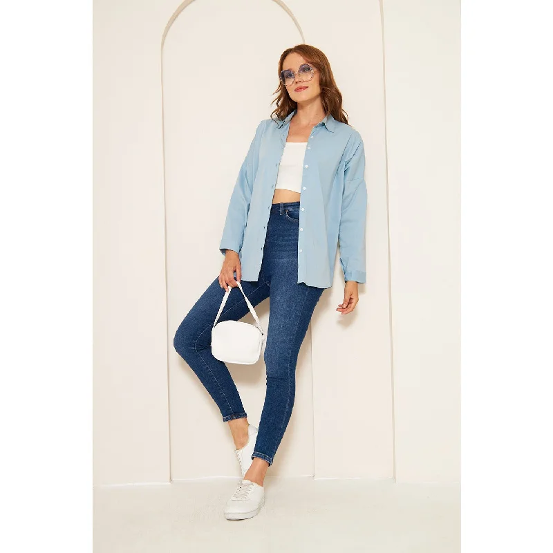 Light Blue Oversized Shirt Cozy Warm Stylish