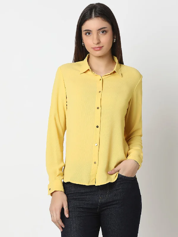 Spykar Powder Yellow Regular Fit Full Sleeve Shirt For Women Lace Blend Ribbed Blend Corduroy Blend Spykar Powder Yellow Regular Fit Full Sleeve Shirt For Women Lace Blend Ribbed Blend Corduroy Blend