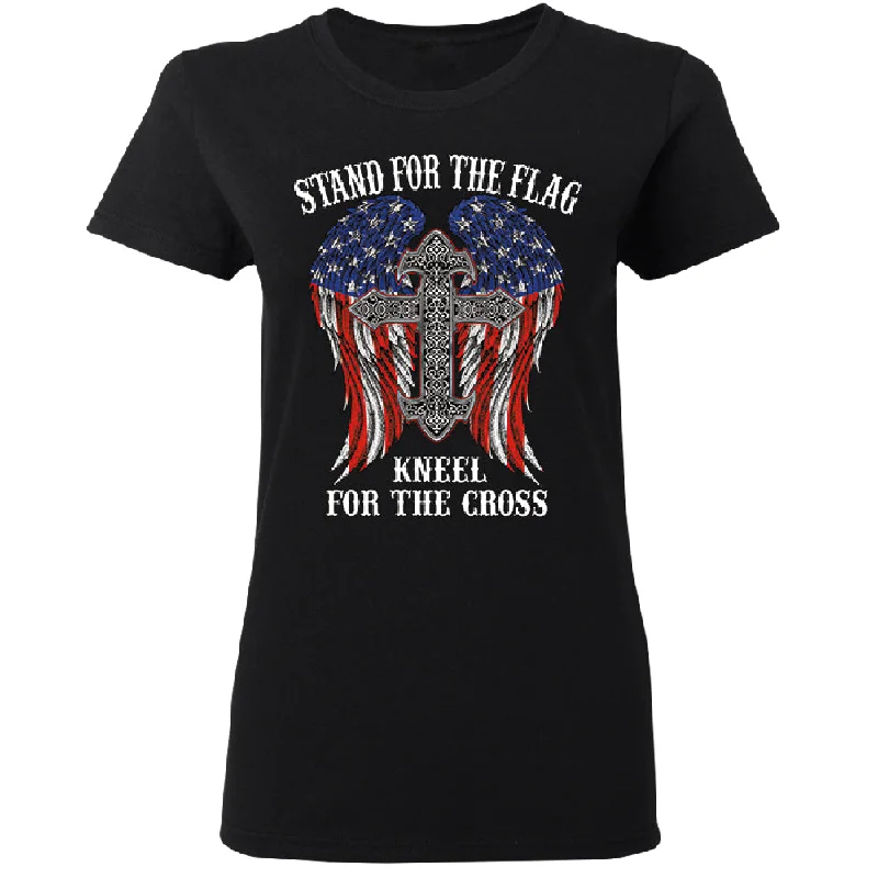 Zexpa Apparel™ Stand For The Flag Kneel For The Cross Women's T-Shirt Solid Color Striped Floral