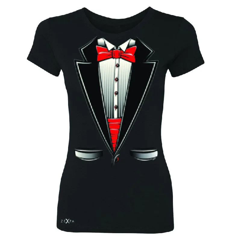 Zexpa Apparel™ Smokin Christmas Tuxedo Cool Women's T-shirt Halloween Costume Tee Sequined Glittery Shiny Zexpa Apparel™ Smokin Christmas Tuxedo Cool Women's T-shirt Halloween Costume Tee Sequined Glittery Shiny