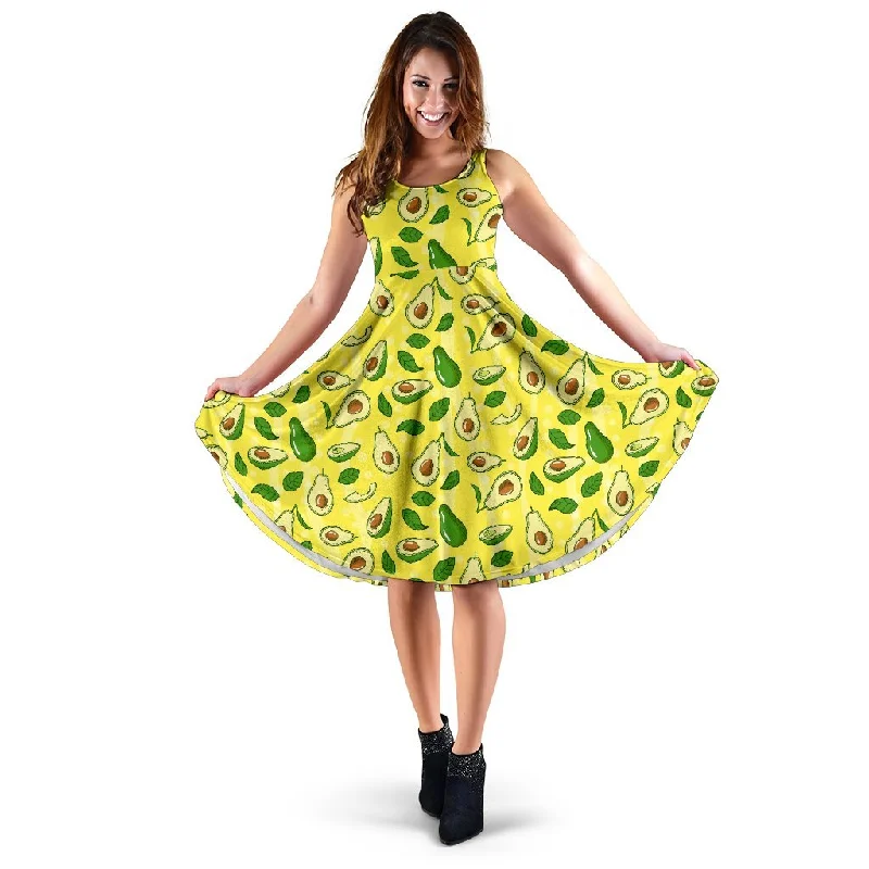 Avocado Yellow Patttern Print Dress