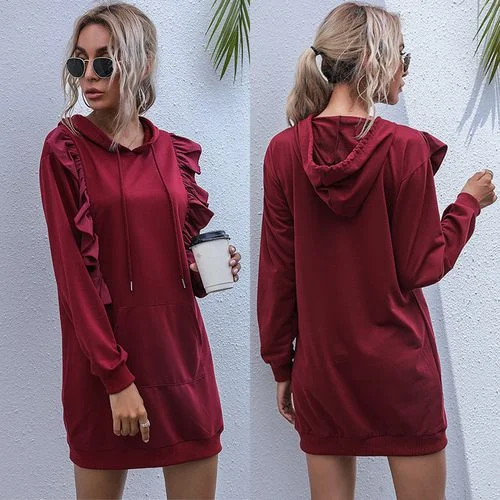 Hooded Autumn Winter Spring Summer Skinny A-line Skirt with Ear Edge Women Dresses
