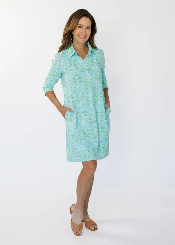 Juila Dress - Montauk Daisy Aqua/Green