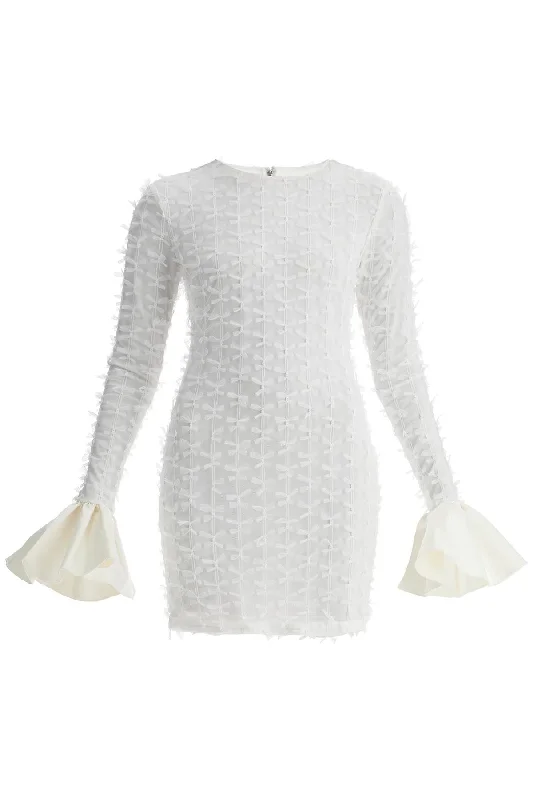 short mesh dress with bows 112533857 EGRET