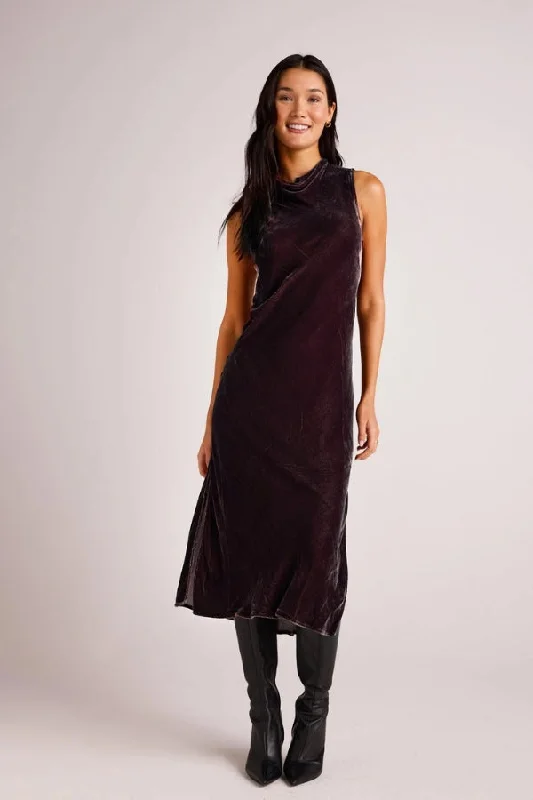 BELLA DAHL Mock Neck Velvet Halter Dress