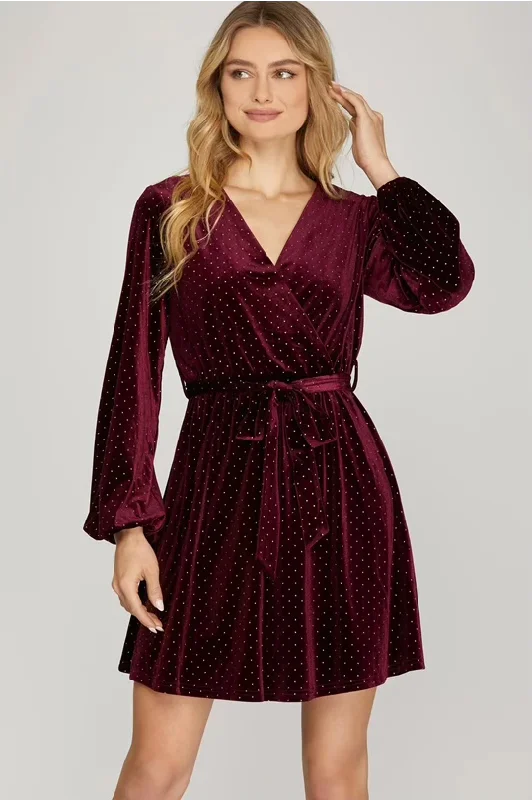 Harper Surplice Dress - Wine Red