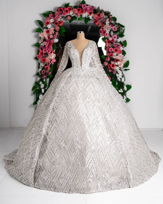 Nisa Bridal Dress with Sequins and Stones