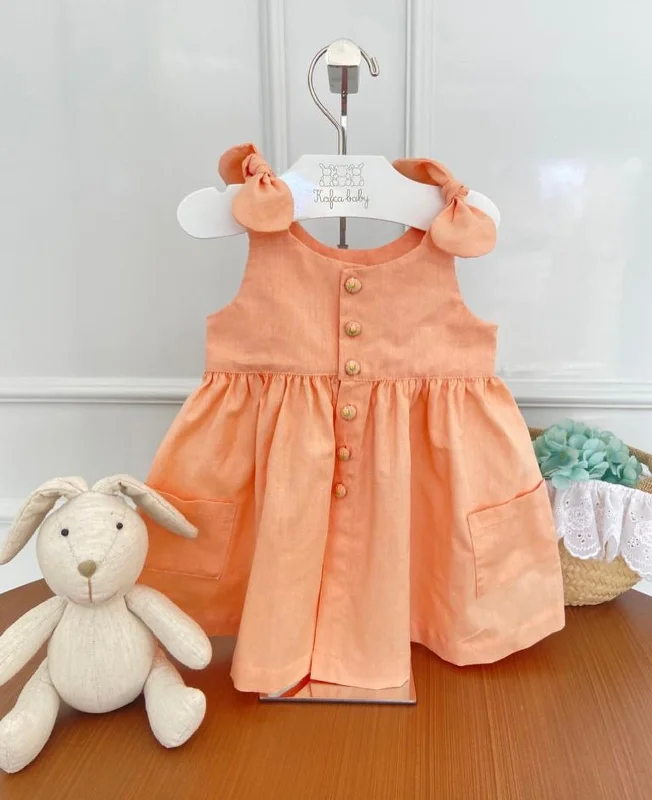 Peach Sherbet Button Front Dress